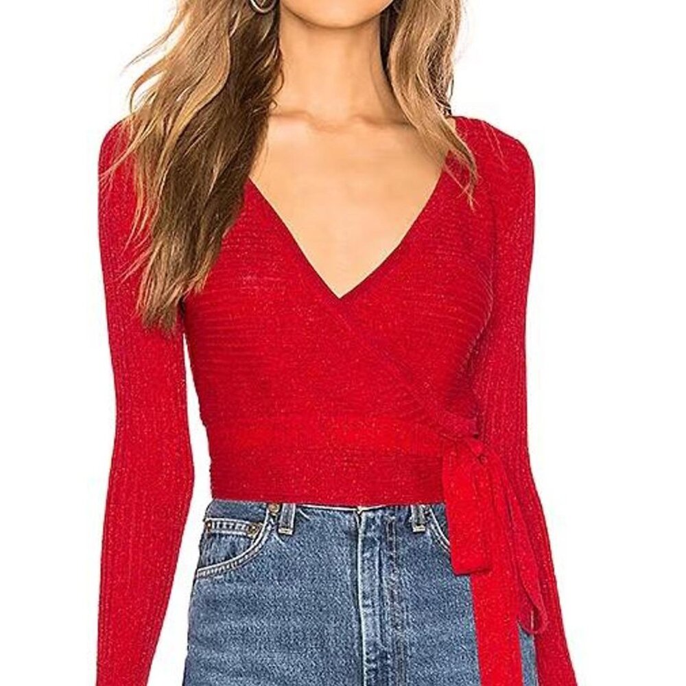 REVOLVE: by the way. Mary Lurex Wrap Sweater